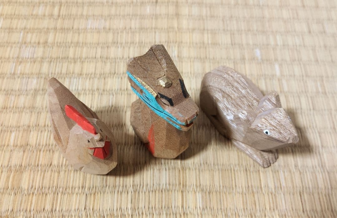 【匿名配送】春日大社 奈良一刀彫 　干支 　5種類　木箱入り