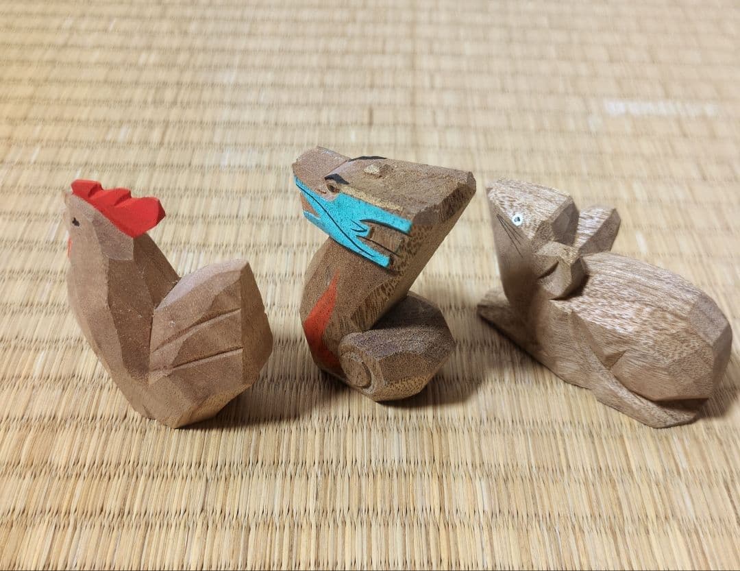 【匿名配送】春日大社 奈良一刀彫 　干支 　5種類　木箱入り