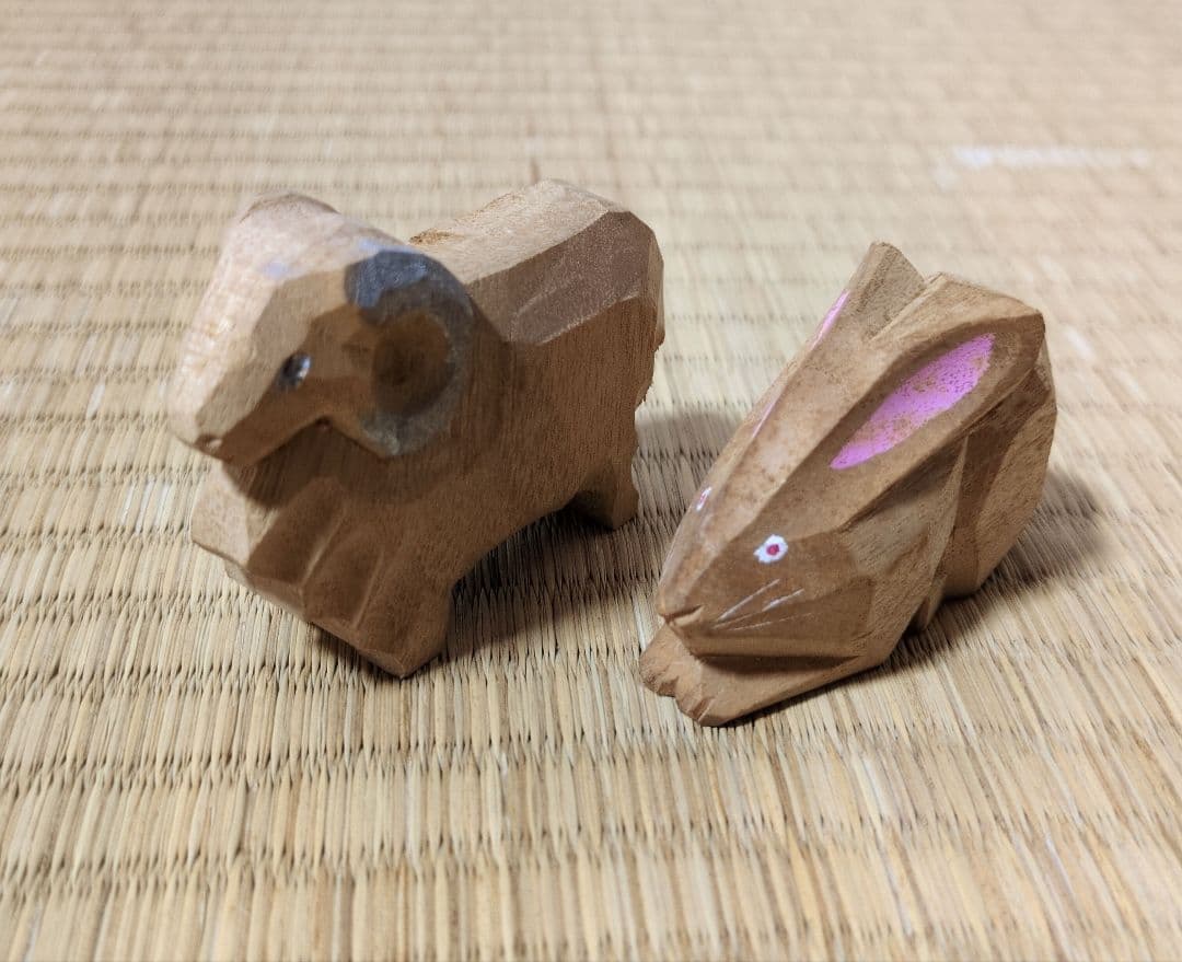 【匿名配送】春日大社 奈良一刀彫 　干支 　5種類　木箱入り